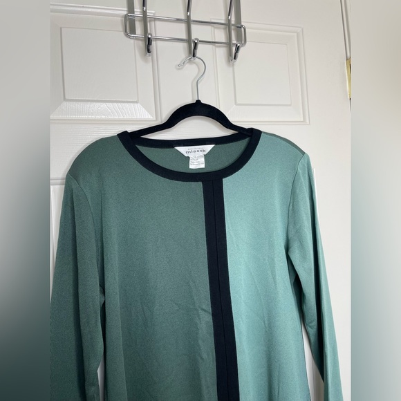 Exclusively Misook Sage Green & Black Trim Open Front Cardigan | Long Sleeve L - Picture 6 of 12